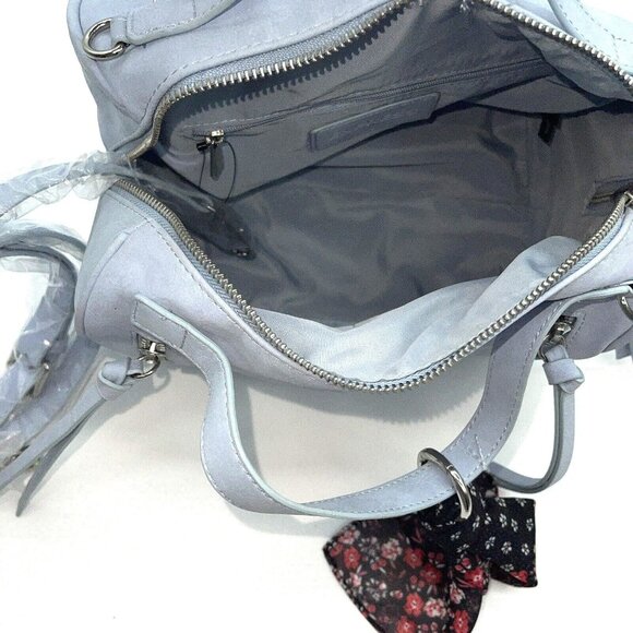 Express Speedy Purse Handbag Vegan Suede Faux Large Multi Top Handle Scarf - Picture 7 of 13